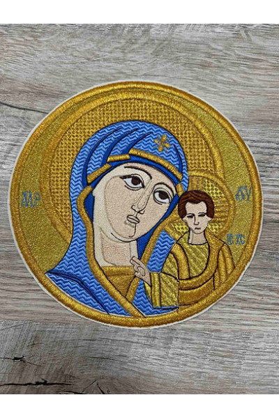 Вишита ікона для фелону або стихаря "Богородиця з Немовлям"